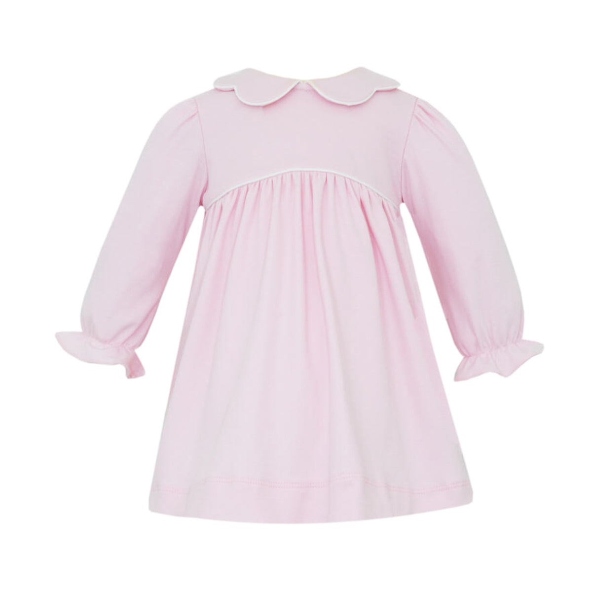 Pink Knit Dress with Scallop Collar