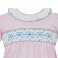 Blue Bows Pink Knit Long Romper