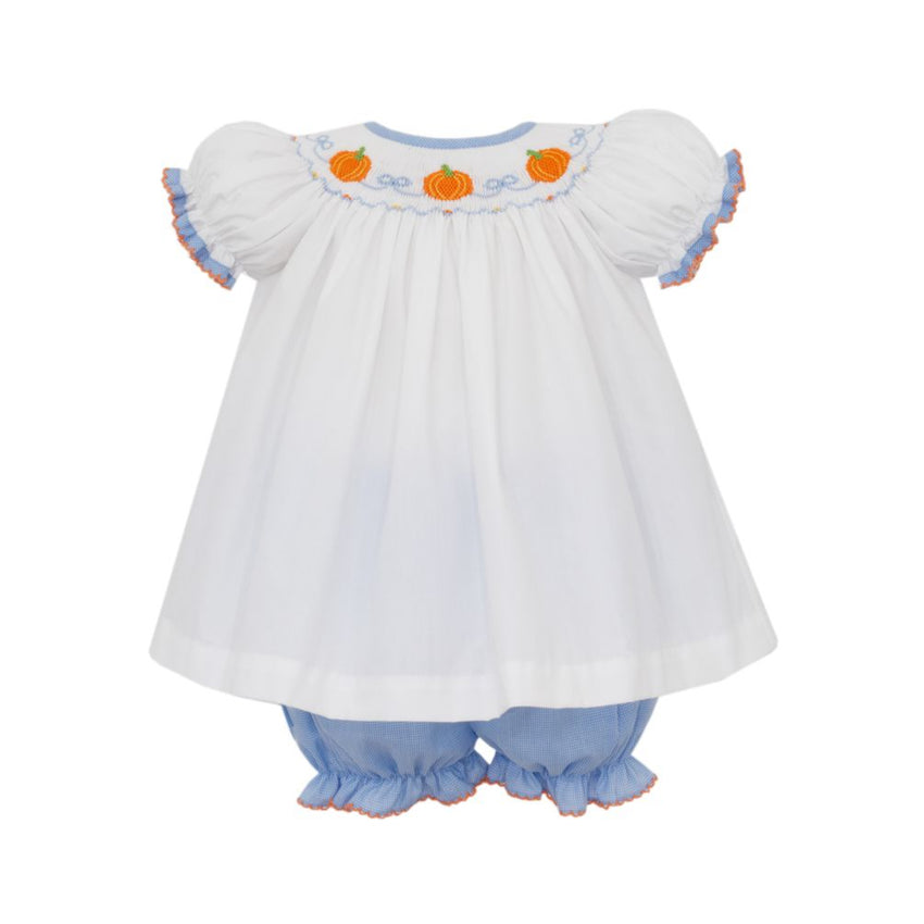 Smocked Pumpkin Bishop Bloomer Set