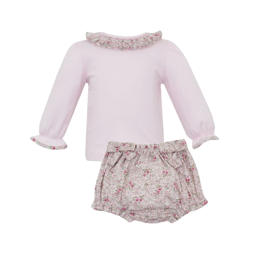 Smocked Rose Print Bloomer Set