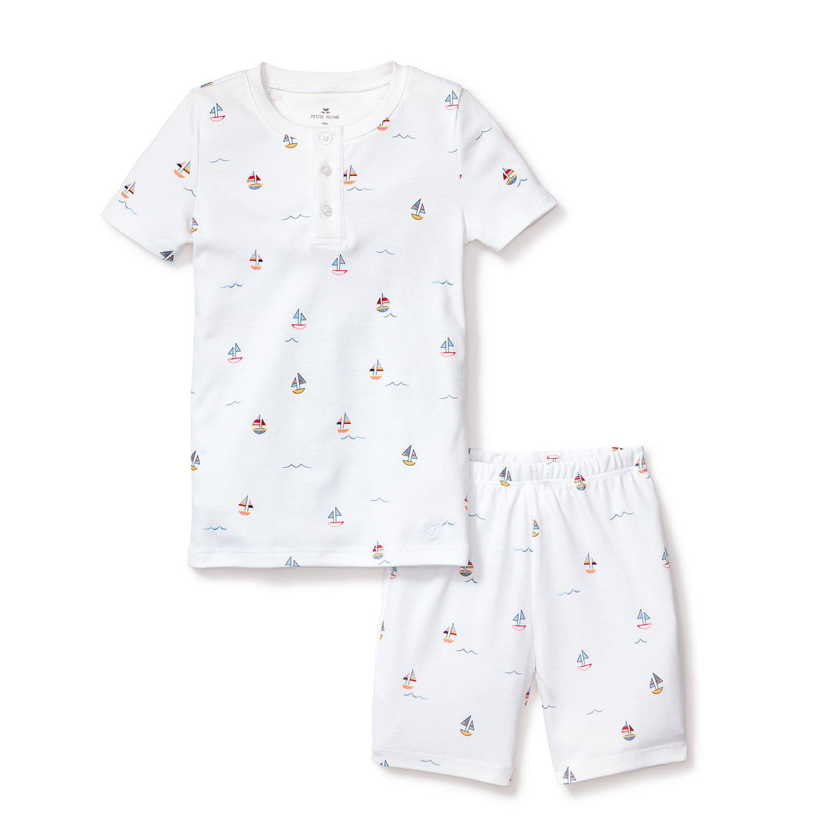 Kids Pima Bateau Snug Short Set Pajamas