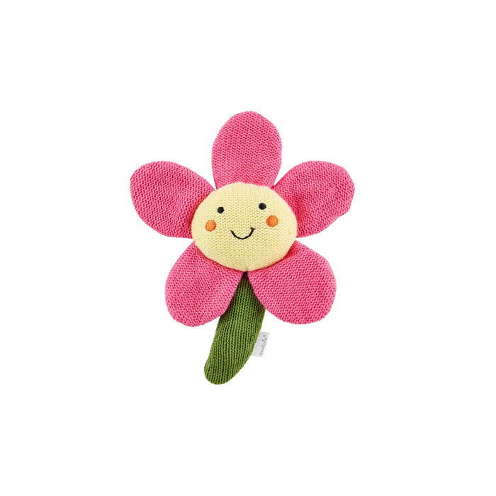 Pink Flower Knit Rattle