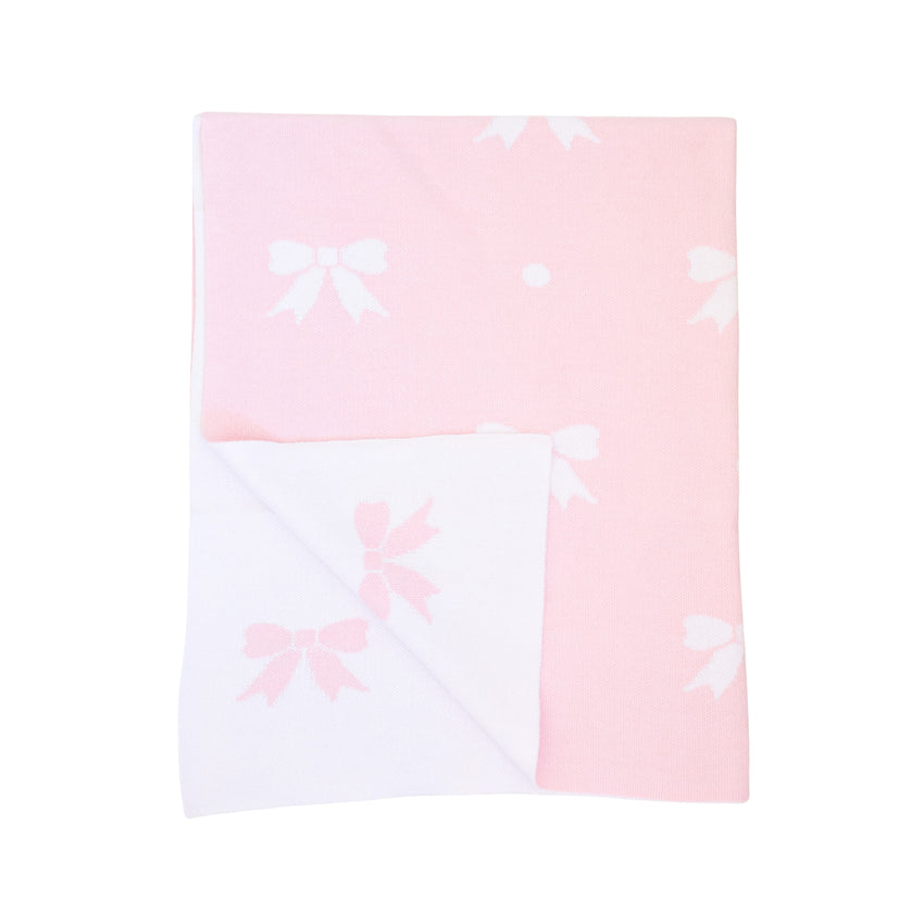 Pink Bow Intarsia Reversible Blanket