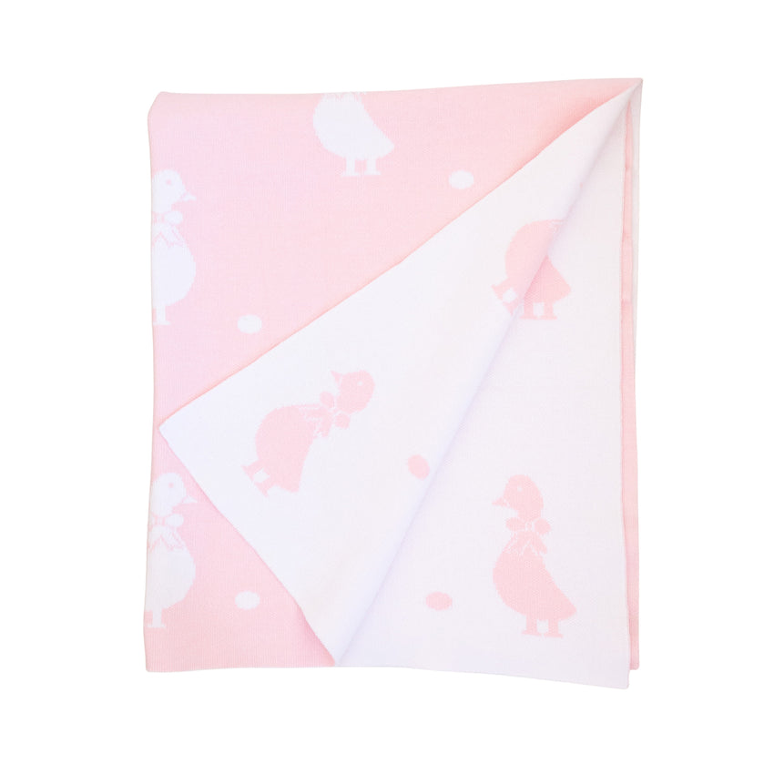 Pink Goose Intarsia Reversible Blanket