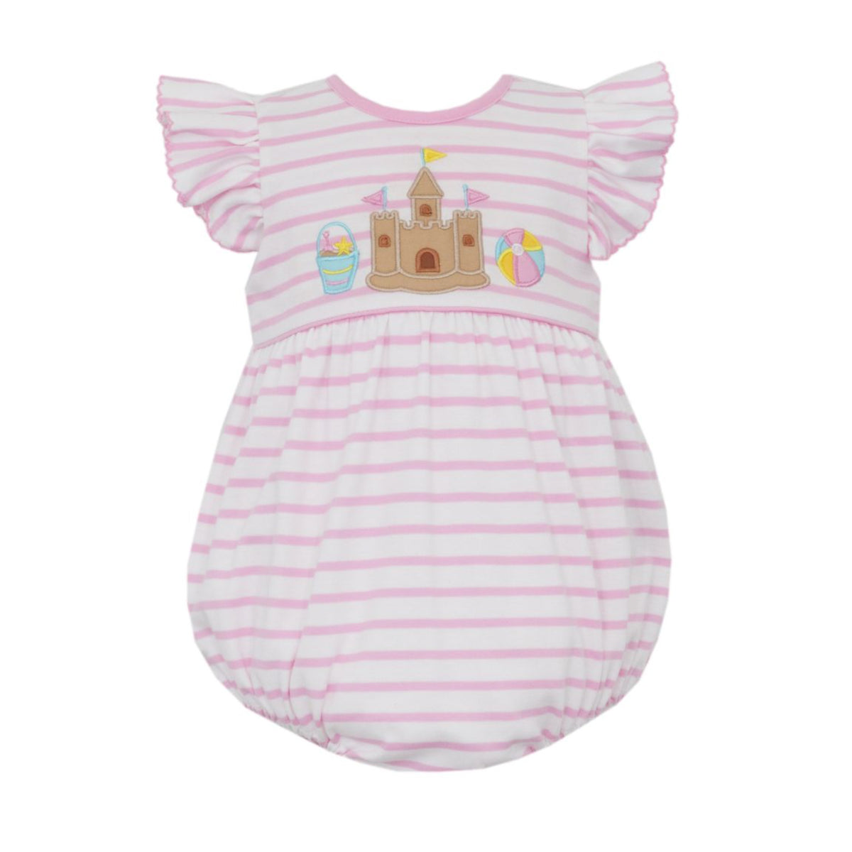 Pink Stripe Bubble With Sand Castle