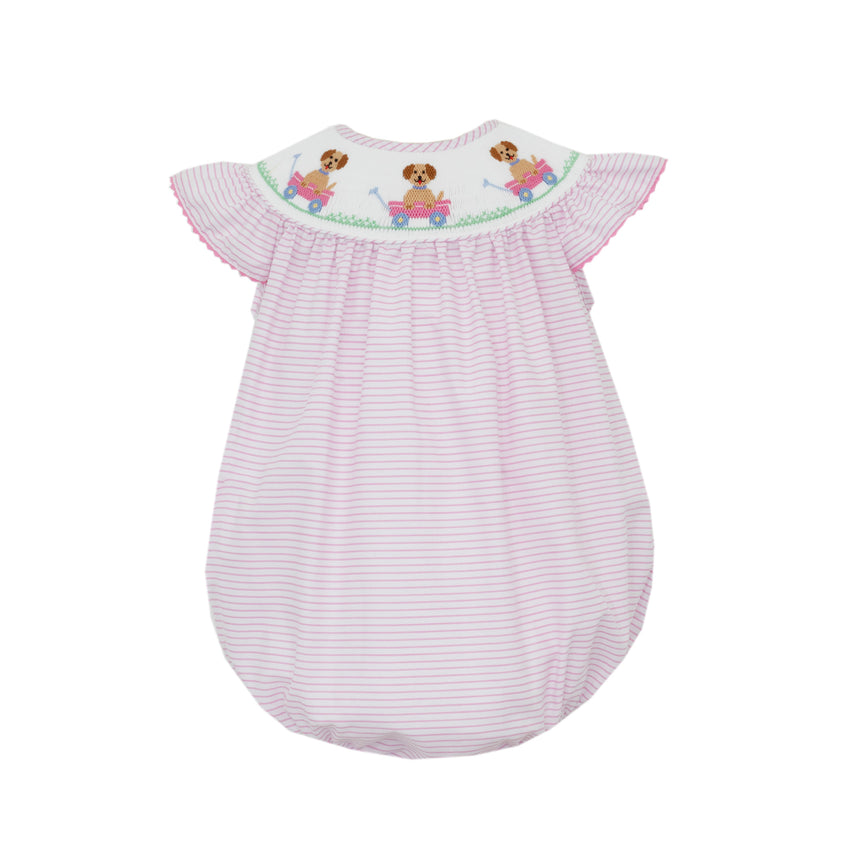 Pink Smocked Puppy Wagon Bubble