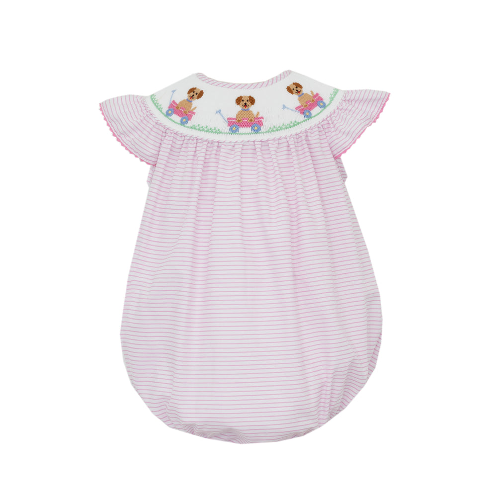 Pink Smocked Puppy Wagon Bubble
