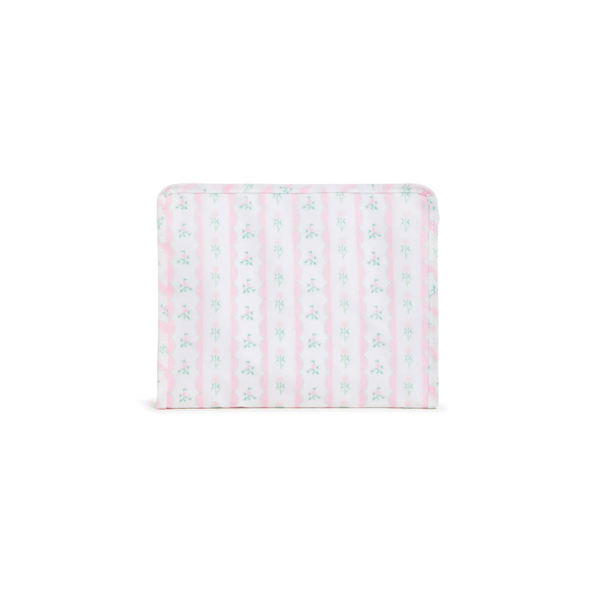 Large Pink Ribbon Floral Zip Pouch