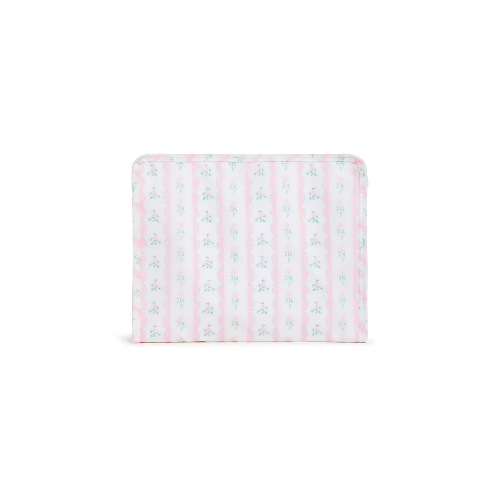 Large Pink Ribbon Floral Zip Pouch
