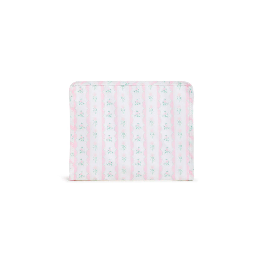Large Pink Ribbon Floral Zip Pouch