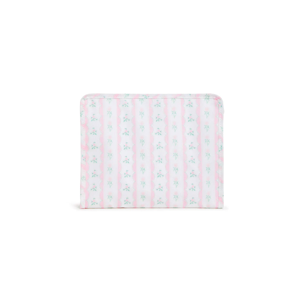 Large Pink Ribbon Floral Zip Pouch