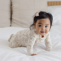 Zip Long Sleeve Footie in Floral Vine