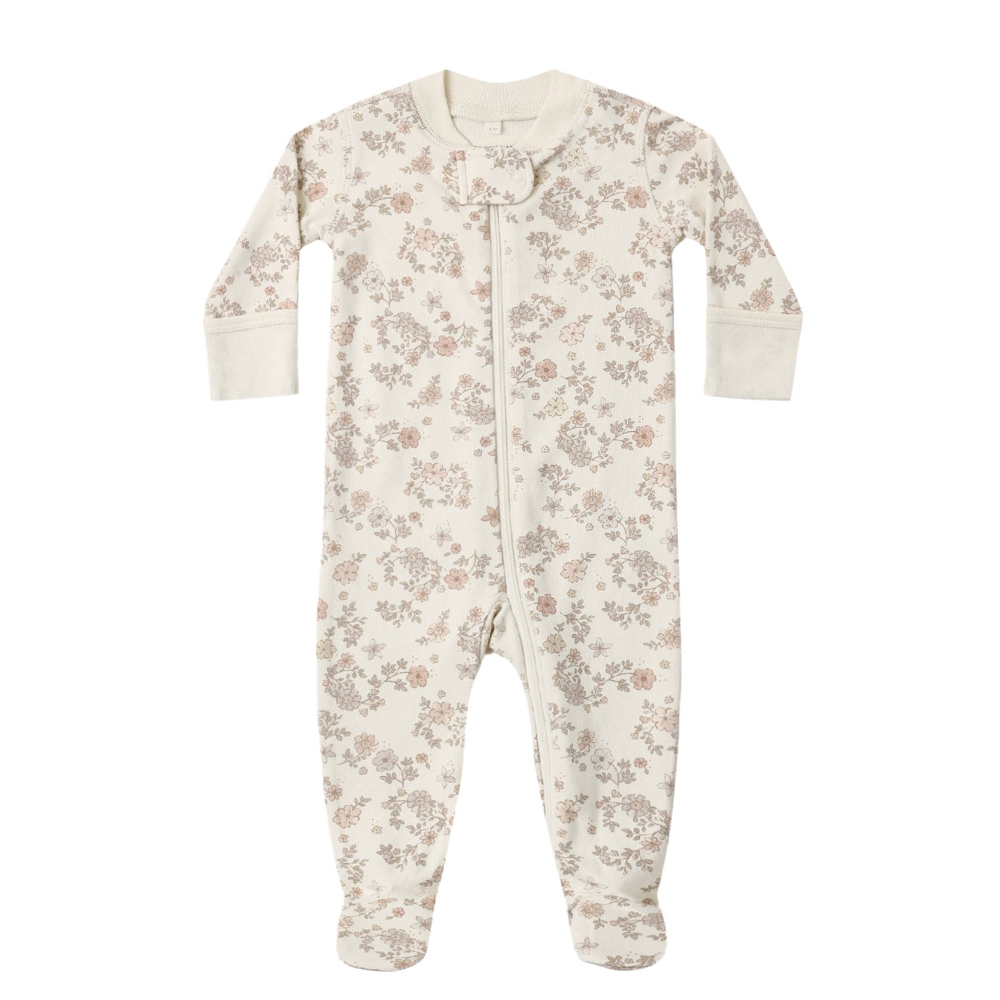 Zip Long Sleeve Footie in Floral Vine