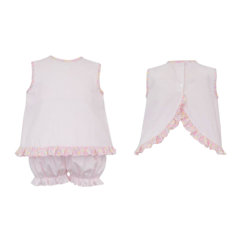 Pink Floral Gingham Bloomer Set