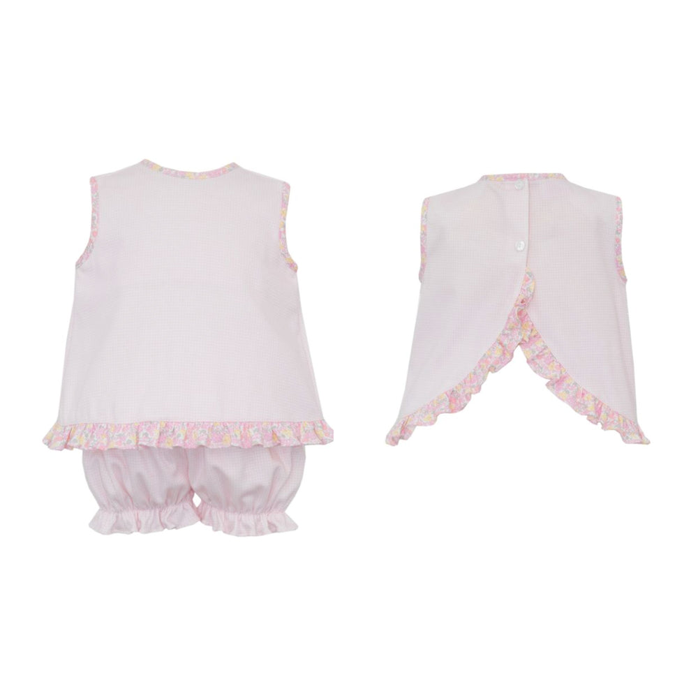 Pink Floral Gingham Bloomer Set