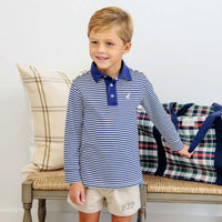 Prim and Proper Polo Navy Stripe Top