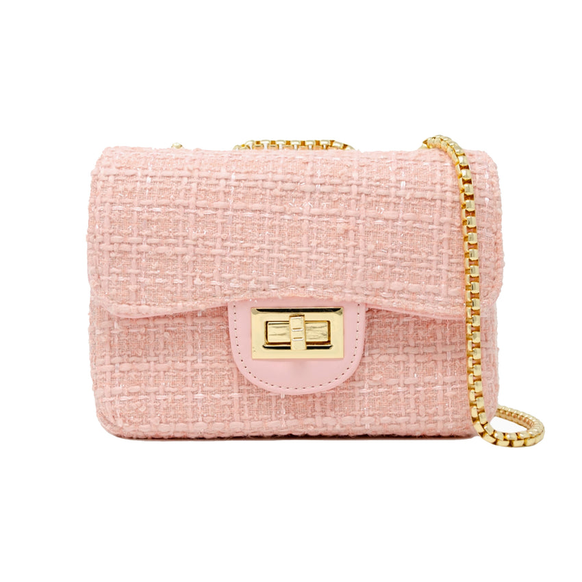 Classic Large Tweed Handbag in Blush