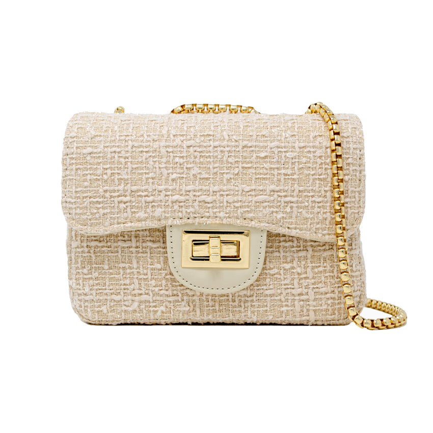 Classic Large Tweed Handbag in Cream