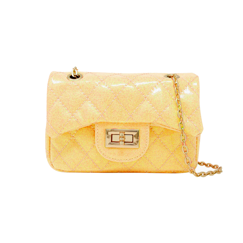 Quilted Sparkle Mini Purse in Yellow