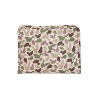 Camouflage-patterned pouch on a white background.