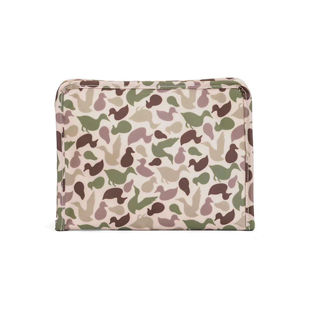 Camouflage-patterned pouch on a white background.