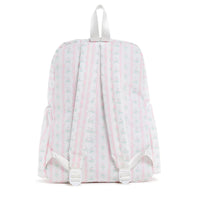 Pink and white striped floral backpack 