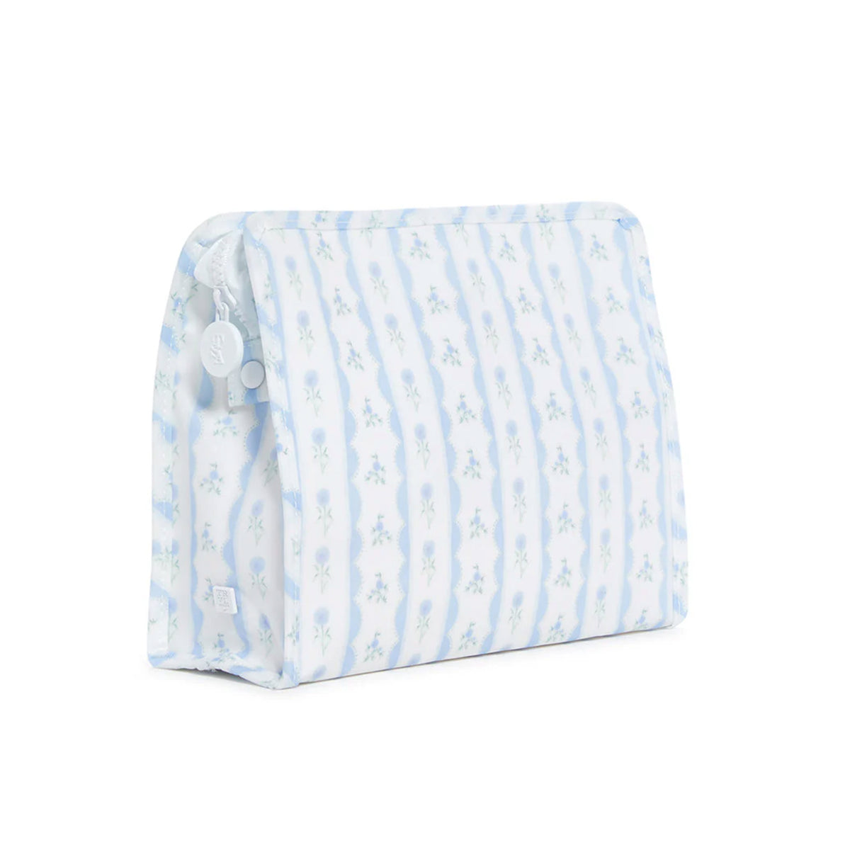 Medium Blue Ribbon Floral Zip Pouch