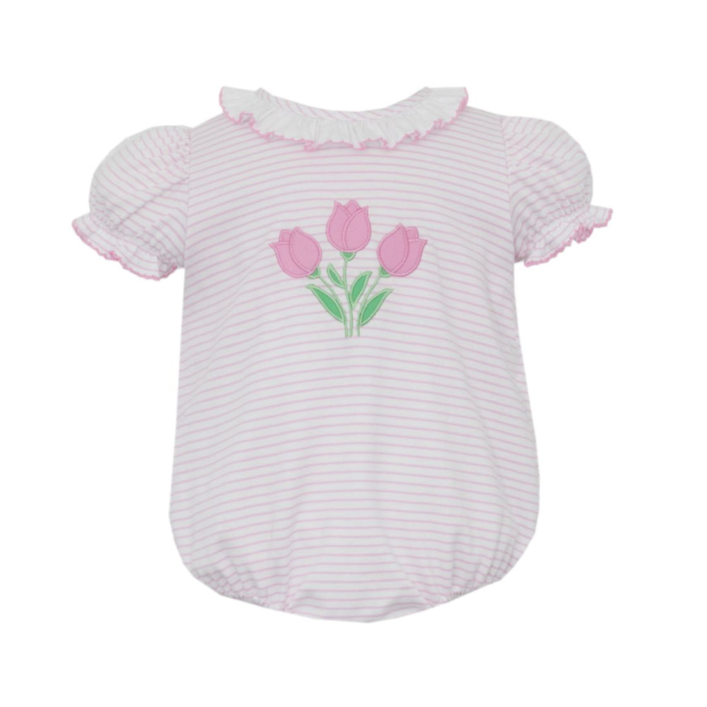 Pink Stripe Bubble with Tulips