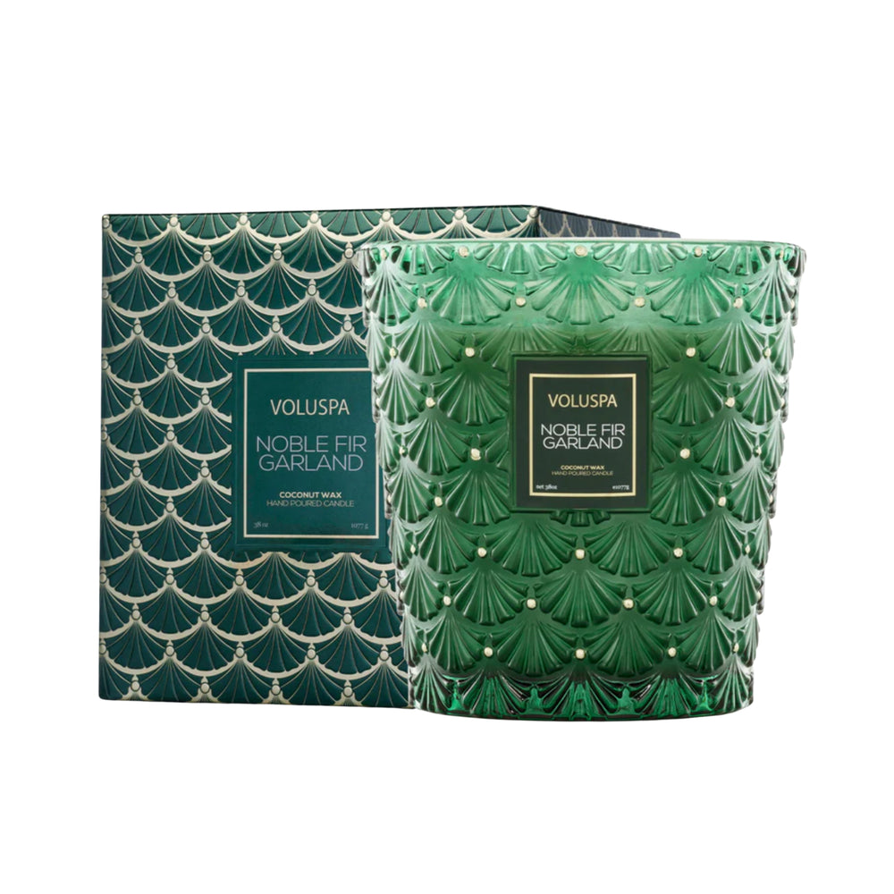 Noble Fir Garland 3 Wick Hearth Candle