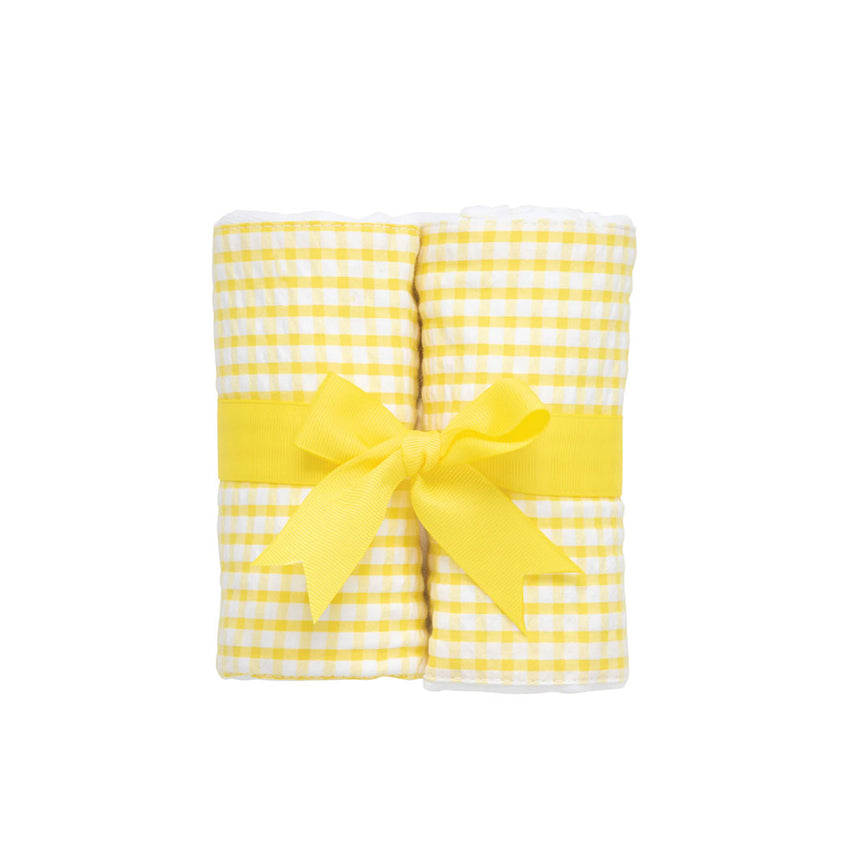 Yellow Check Set of Burp Cloths