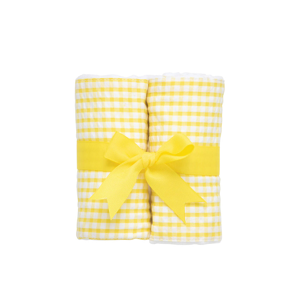 Yellow Check Set of Burp Cloths