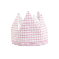 Pink birthday crown on a white background.