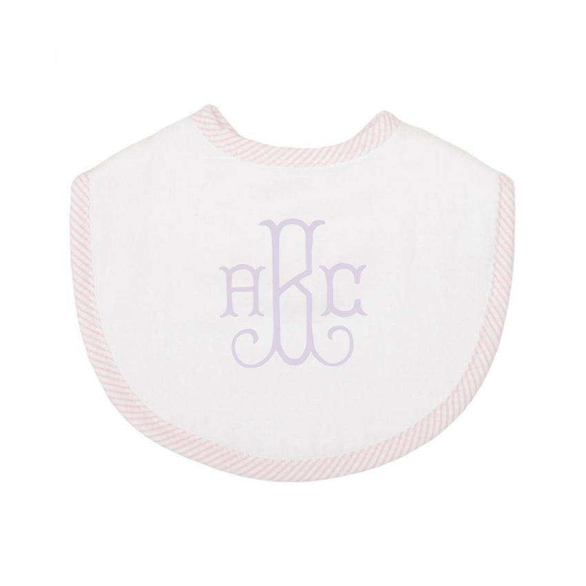 Pink Seersucker Bib