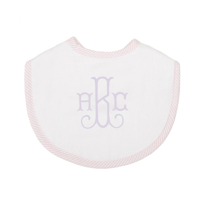 Pink Seersucker Bib