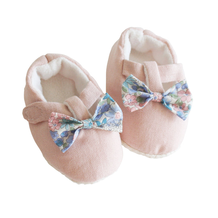 Liberty Blue Bow Pink Booties