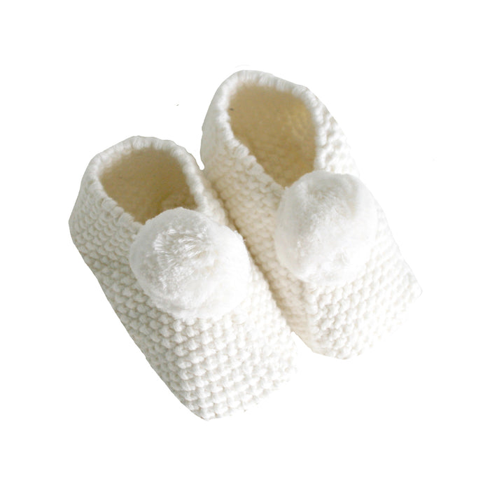 Ivory Pom Pom Booties