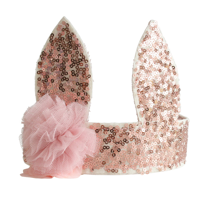 Rose Gold Sequin Bunny Crown