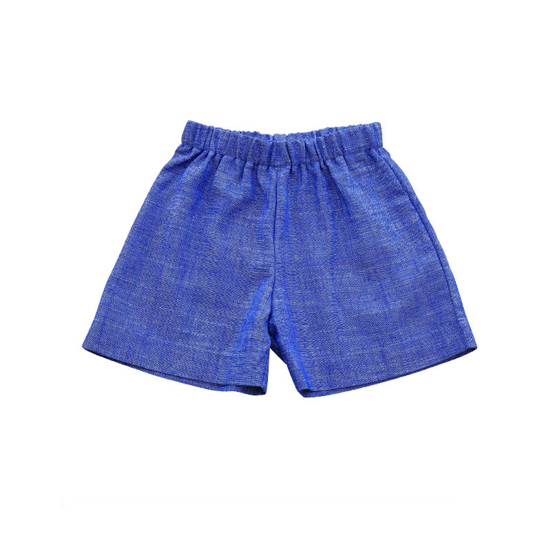 chambray blue pull on shorts for boys