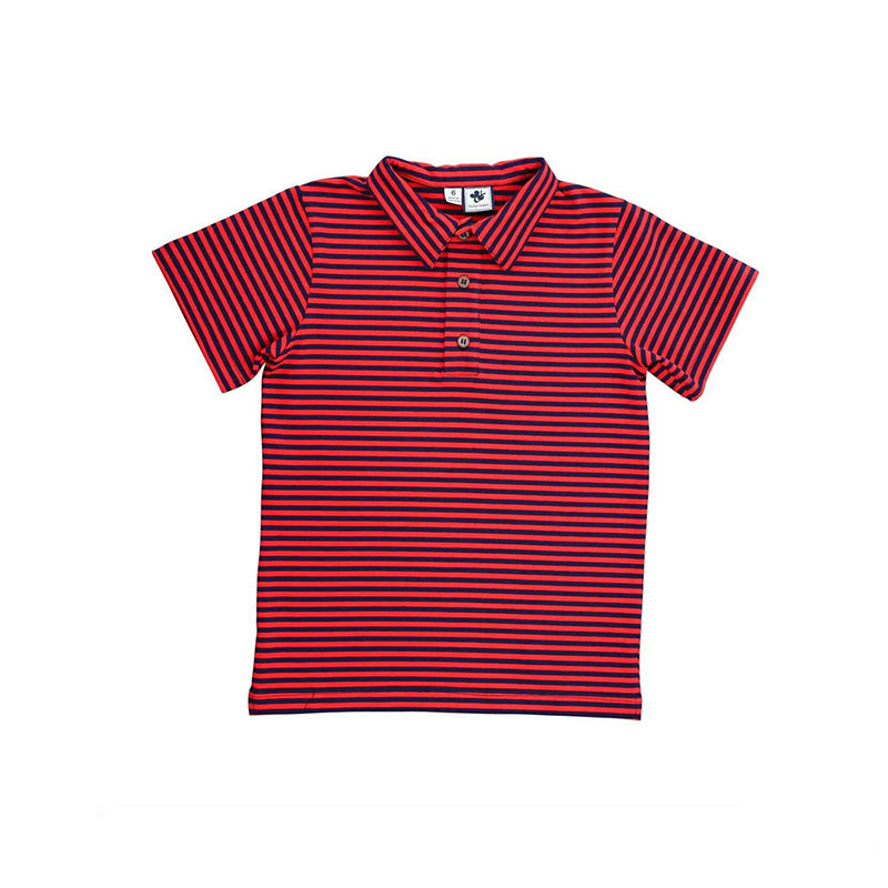 red and navy mini stripe polo for boys