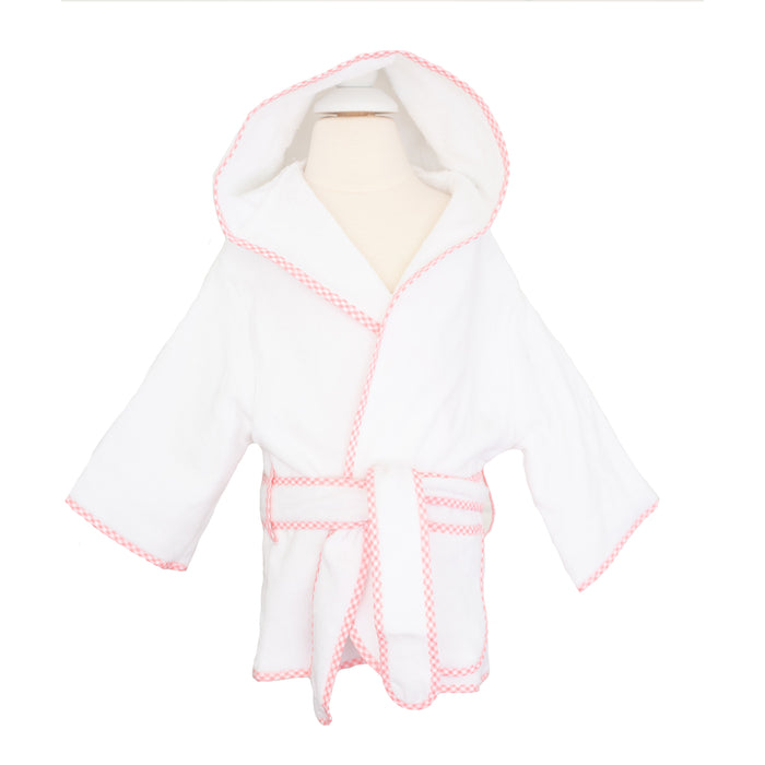 Coral Gingham Hooded Robe