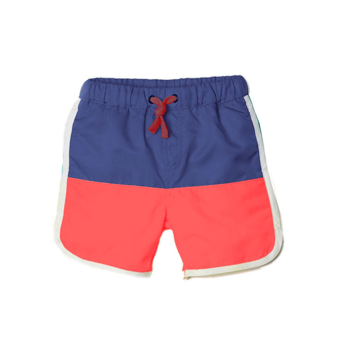 Navy Color Block Swim Trunks