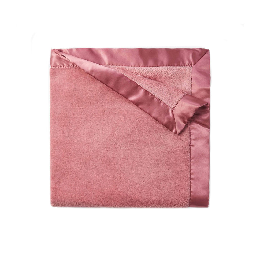 Mauve Fleece Satin Trim Blanket