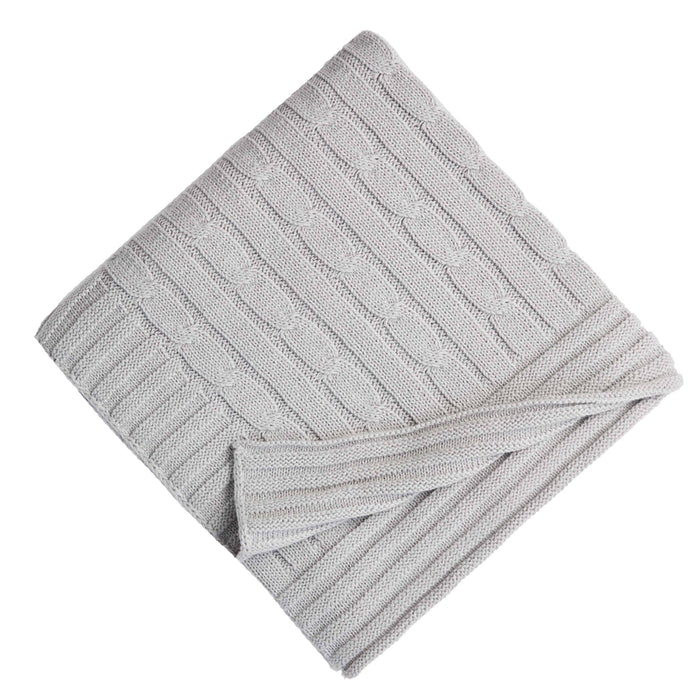 Heather Grey Cable Knit Blanket