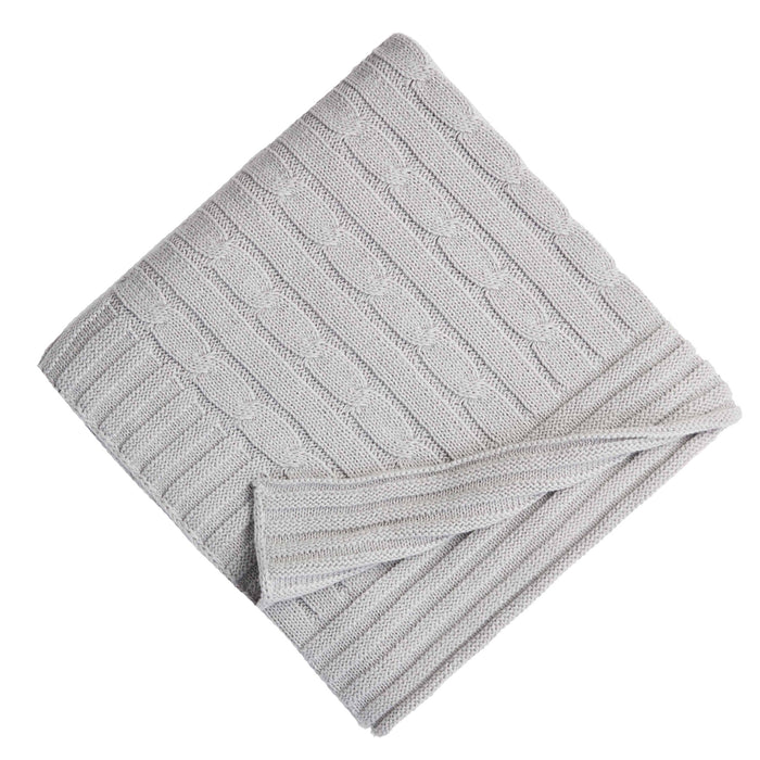 Heather Grey Cable Knit Blanket