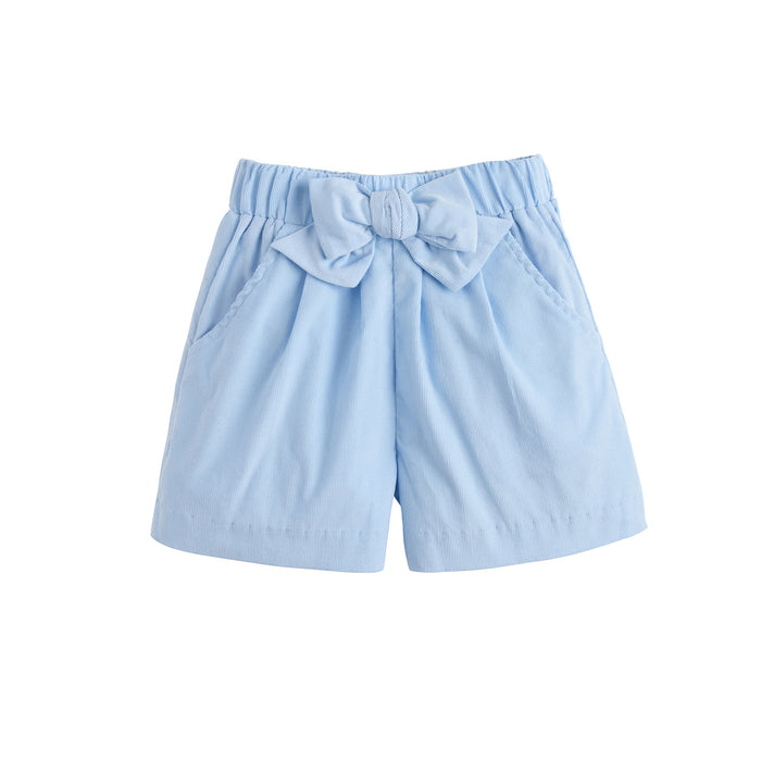 Light Blue Corduroy Bow Shorts