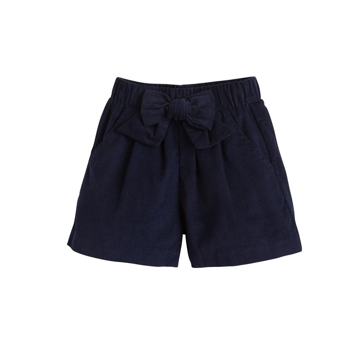 Navy Corduroy Bow Shorts