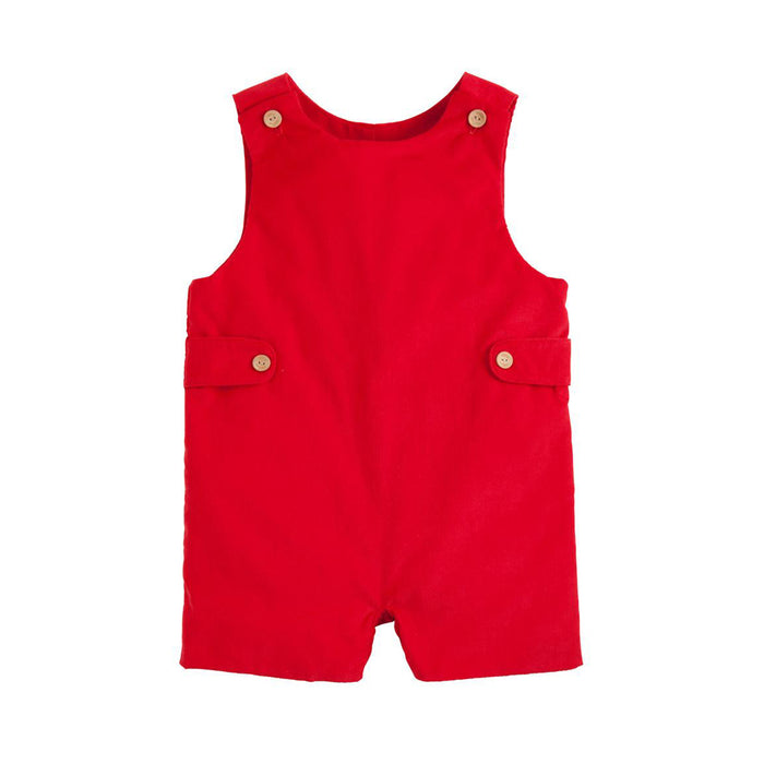 Red Corduroy Button-Tab John John