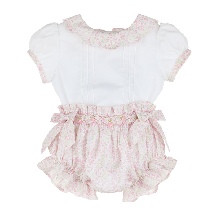 Tiny Pink Floral Smock Set