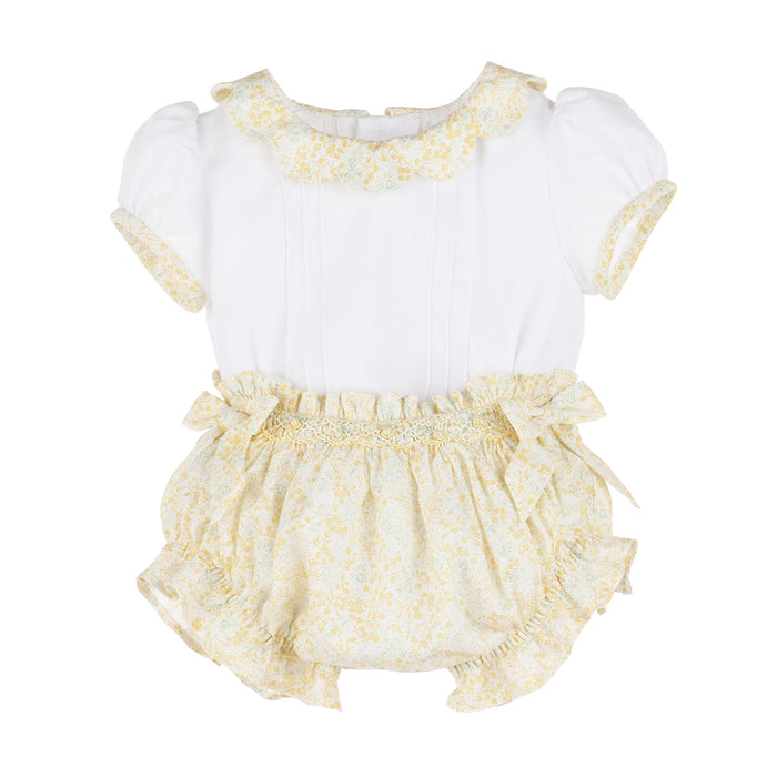 Tiny Yellow Floral Smock Set