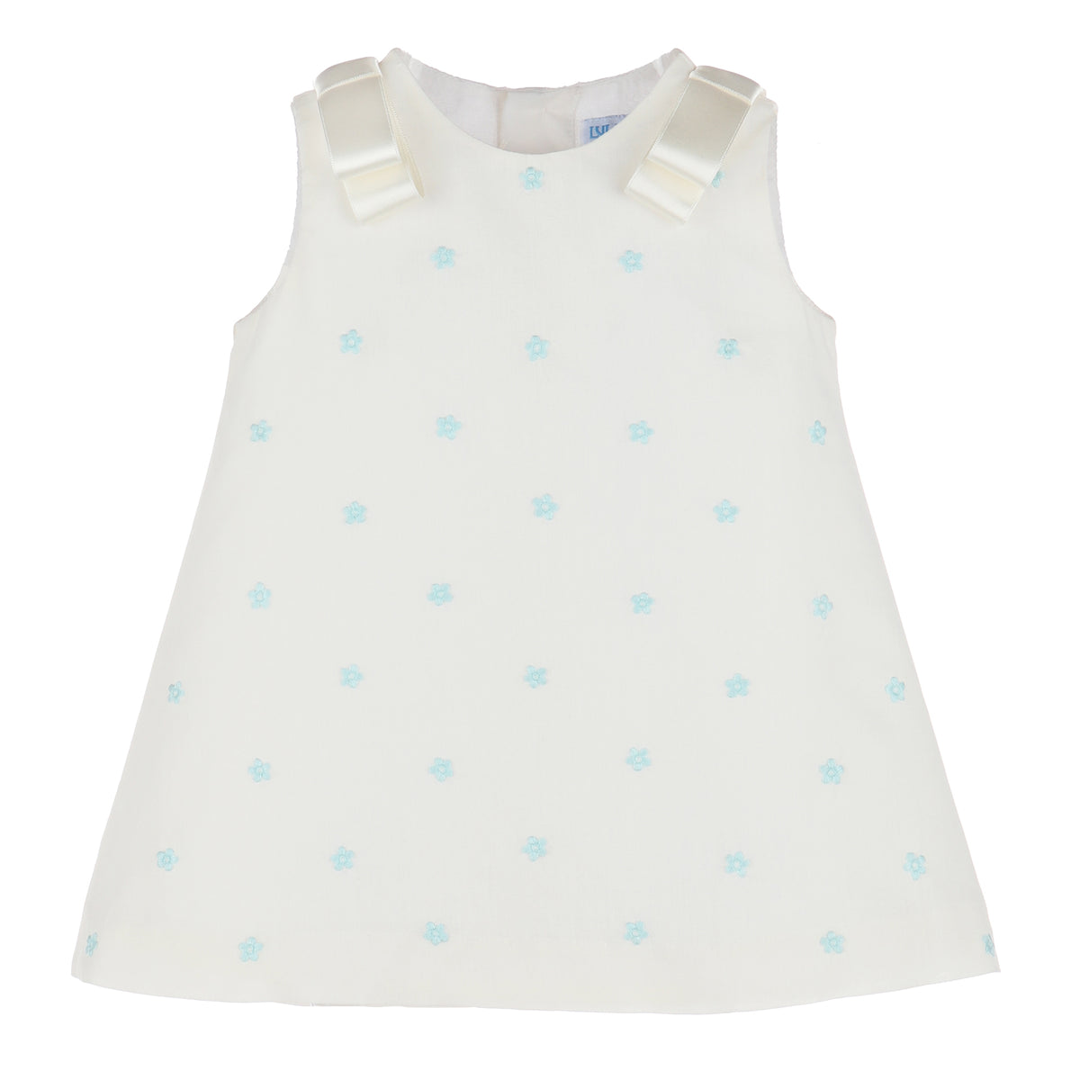 A-Line Blue Swiss Dot Dress